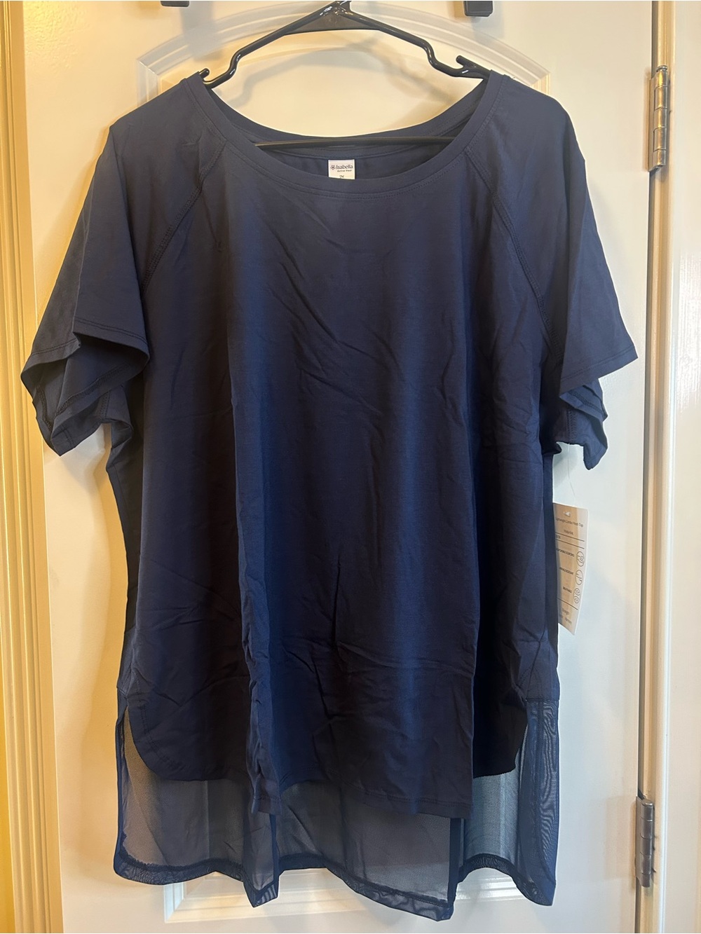 Abella Navy Short Sleeve Tunic with Sheer Hem